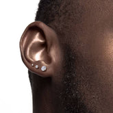 Pair of 14KT Solid Yellow Gold Circle Round White CZ Gem Stud Earrings